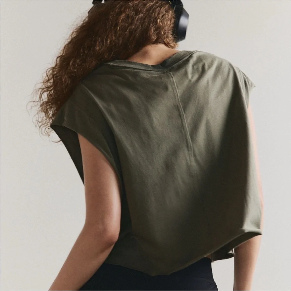 NWOT Free People Inspire Logo Tank in sage stone combo buti, S - Picture 2 of 11